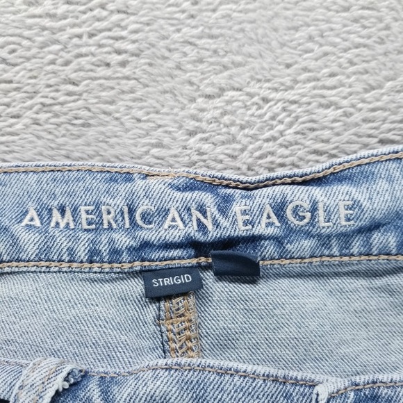 American Eagle Jeans Womens 18 Blue Highest Rise Baggy Straight Distressed - Picture 3 of 10